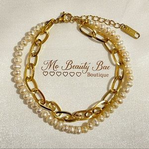 Gold Chain Pearl Bracelet